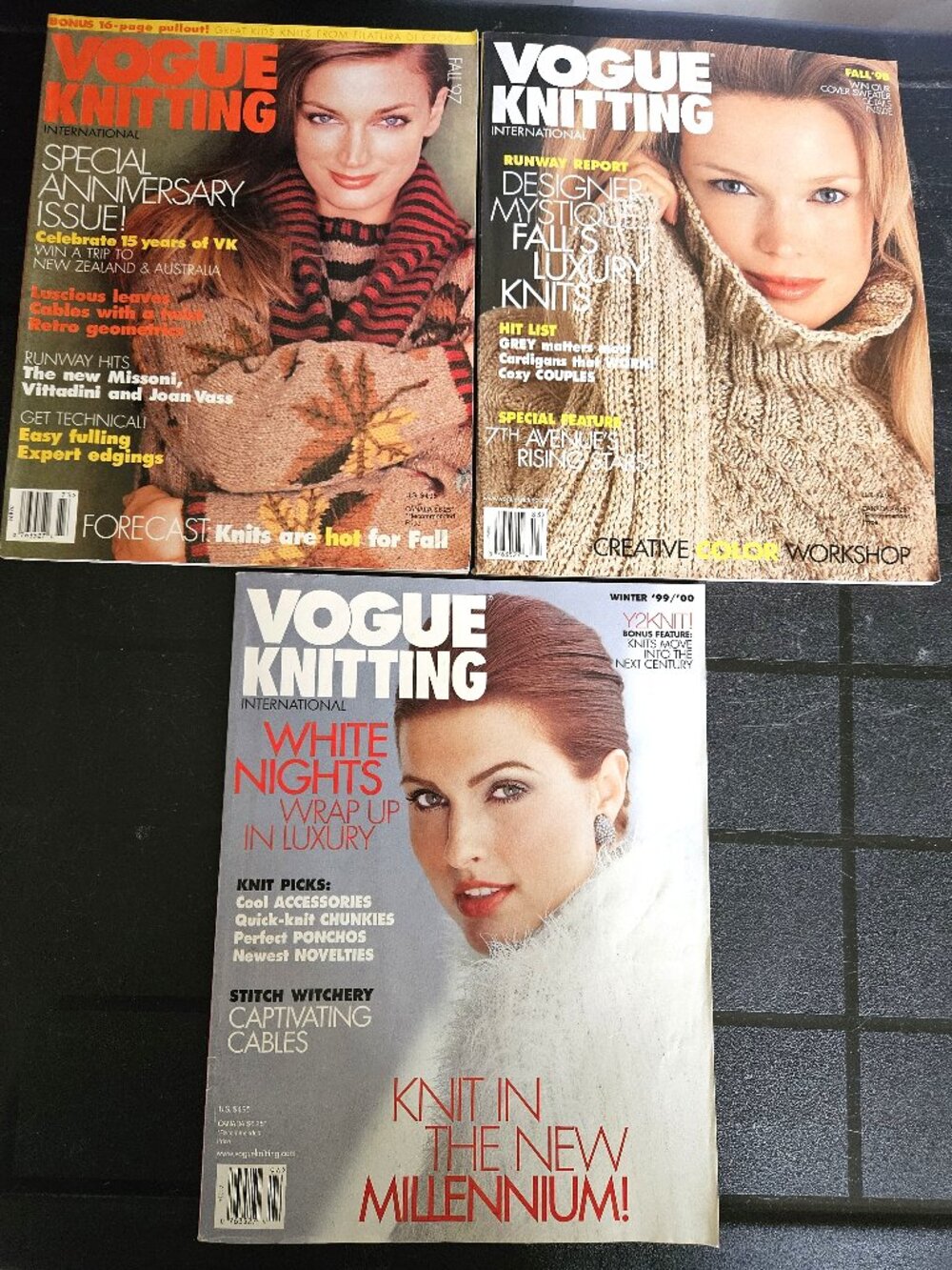 Bundle of 3 Vintage 1997 to 2000 Vogue Knitting Magazines